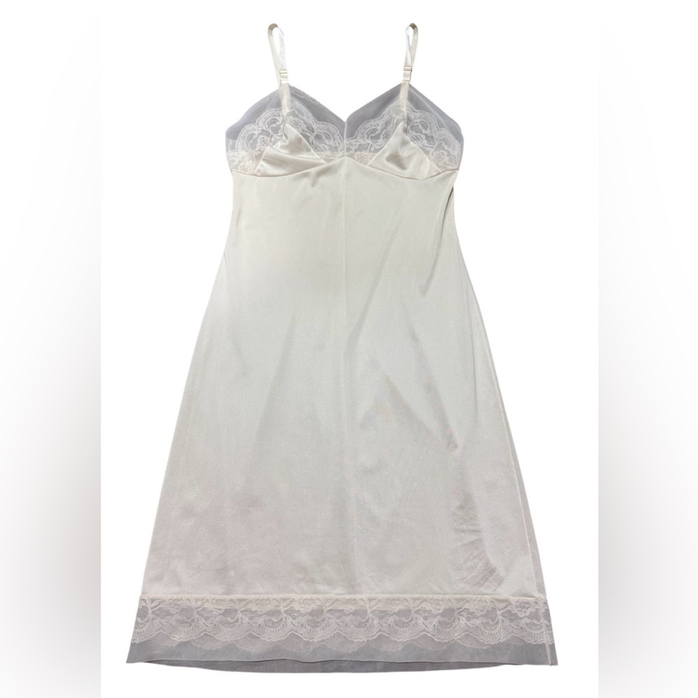 Vintage MOVIE STAR Nylon Ivory FULL DRESS SLIP  Lace Women's Size 32 Medium